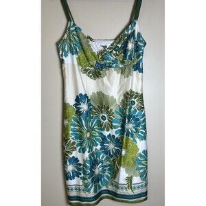 Ann Taylor 10 Floral Print Spaghetti Strap Fully Lined Cotton Garden Party Dress